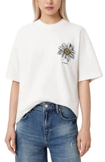 Allsaints Cotton Petals Oversized Short Sleeve Graphic T-shirt In White