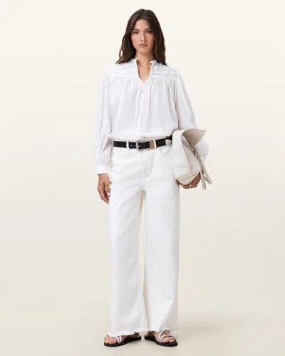 Allsaints Etti White Linen Shirt In Optic White