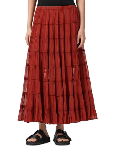 Allsaints Eva Tiered Maxi Skirt In Red