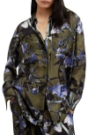Allsaints Eve Floral Print Shirt In Deep Khaki Green