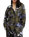 Allsaints Eve Floral Print Shirt In Deep Khaki