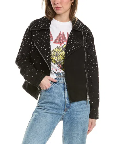 Allsaints Eve Studded Denim Jacket In Black