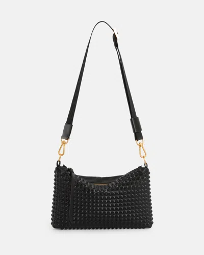 Allsaints Eve Studded Leather Crossbody Bag In Black