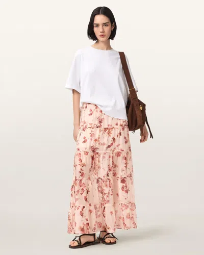 Allsaints Evia Tiered Floral Maxi Skirt In Multi