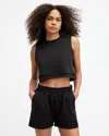 Allsaints Ewelina Crochet Trim Cropped Tank Top In Black