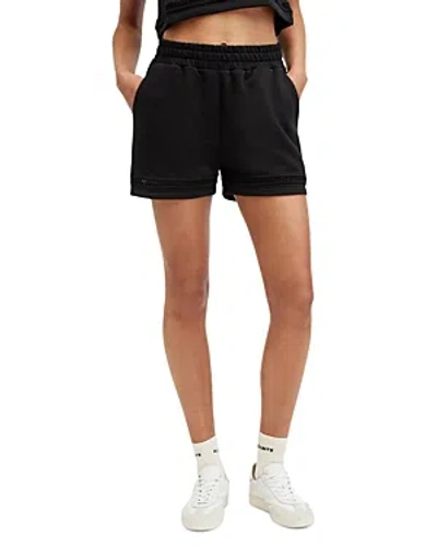 Allsaints Ewelina Lila Crochet Trim Shorts In Black