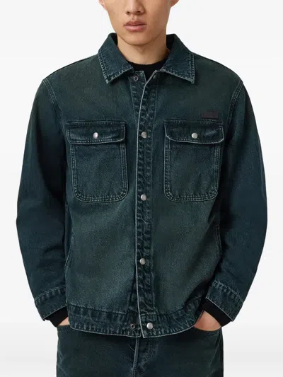 Allsaints Exile Pocketed-buttoned Jacket In Blue