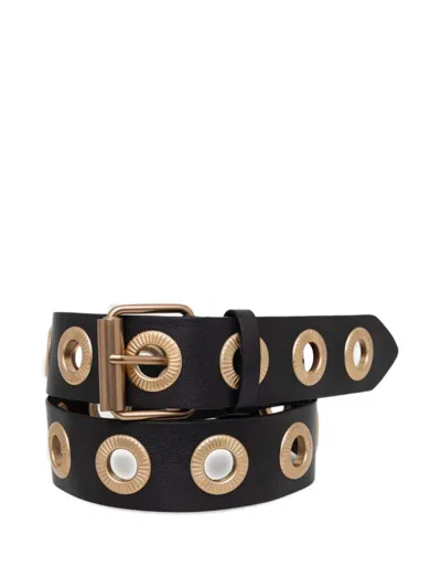 Allsaints Eyelet-embellished Leather Belt In Black