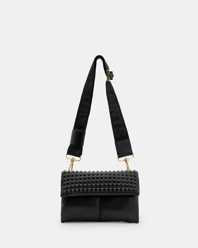 Allsaints Ezra Leather Studded Crossbody Bag In Black