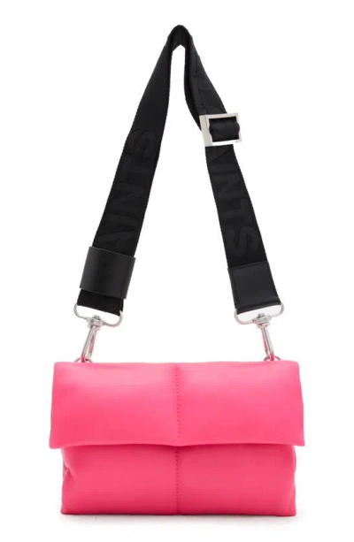 Allsaints Ezra Logo Strap Leather Crossbody Bag In Pink