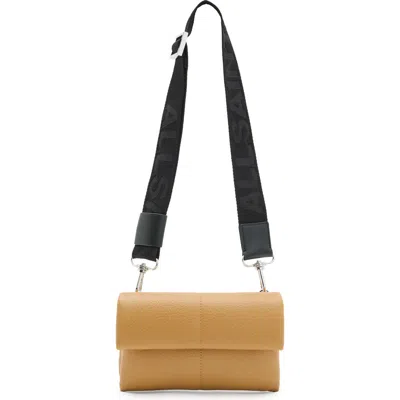 Allsaints Ezra Logo Strap Leather Crossbody Bag In Palisade Tan