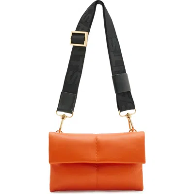 Allsaints Ezra Logo Strap Leather Crossbody Bag In Pyrrole Orange