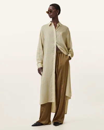 Allsaints Ezra Maxi Shirt Dress In Olive Yellow
