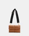 Allsaints Ezra Quilted Leather Crossbody Bag In Sepia Brown