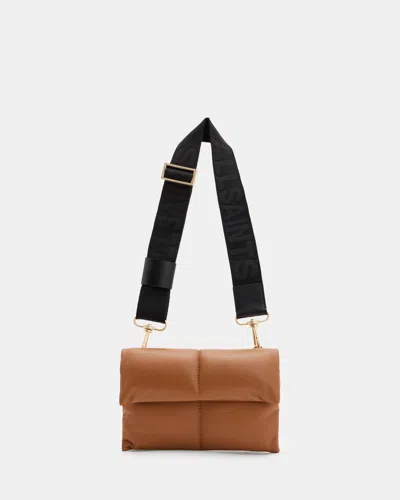 Allsaints Ezra Quilted Leather Crossbody Bag In Sepia Brown