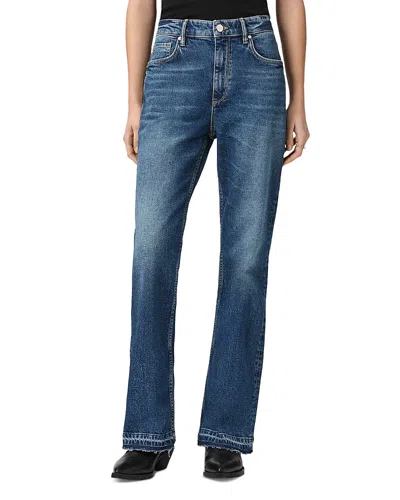 Allsaints Fable High Rise Bootcut Jeans In Mid Indigo In Blue