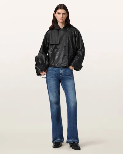 Allsaints Fable Mid Rise Bootcut Denim Jeans In Purple