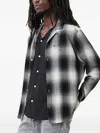 Allsaints Ellis Checked Embroidered Zip Up Jacket In Gray
