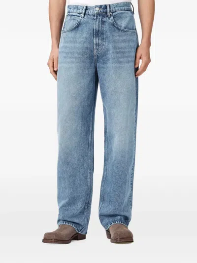 Allsaints Faded-effect Straight-leg Jeans In Blue