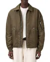 Allsaints Mens Khaki Brown Fallon Oversized Shell Bomber Jacket In Brown