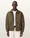 Allsaints Mens Khaki Brown Fallon Oversized Shell Bomber Jacket In Brown