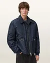 Allsaints Mens Fallon Oversized Shell Bomber Jacket Moonlit Blue In Multi