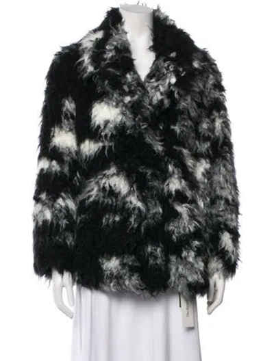 Pre-owned Allsaints Faux Fur Printed Faux Fur Coat In Green