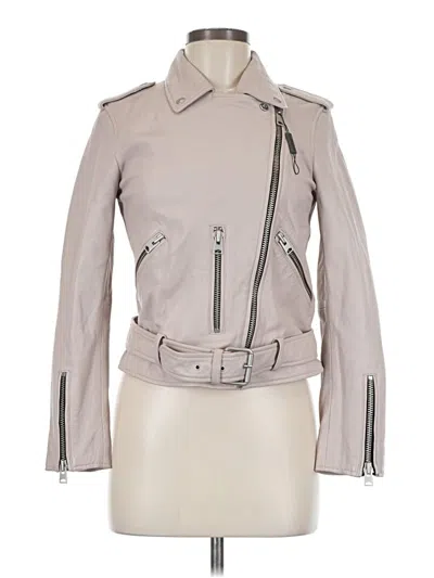 Pre-owned Allsaints Faux Leather Jacket In Brown