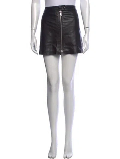 Pre-owned Allsaints Faux Leather Mini Skirt In Black