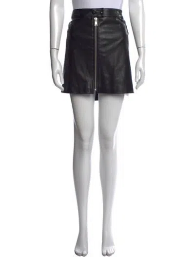 Pre-owned Allsaints Faux Leather Mini Skirt In Black