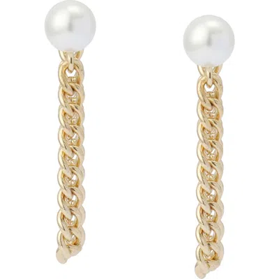 Allsaints Faux Pearl Chain Drop Earrings In Multi