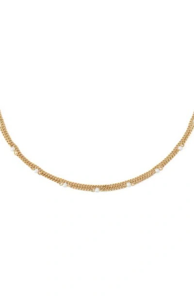 Allsaints Faux Pearl Double Layer Necklace In Gold