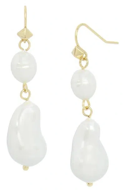 Allsaints Faux Pearl Drop Earrings In White