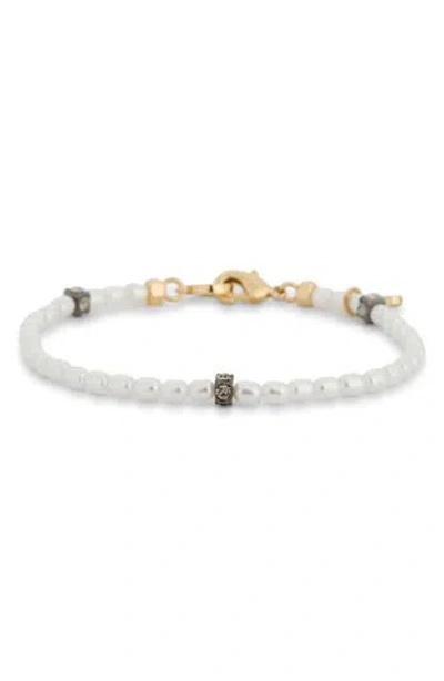 Allsaints Faux Pearl Flex Bracelet In Gold