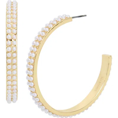 Allsaints Faux Pearl Hoop Earrings In Neutral