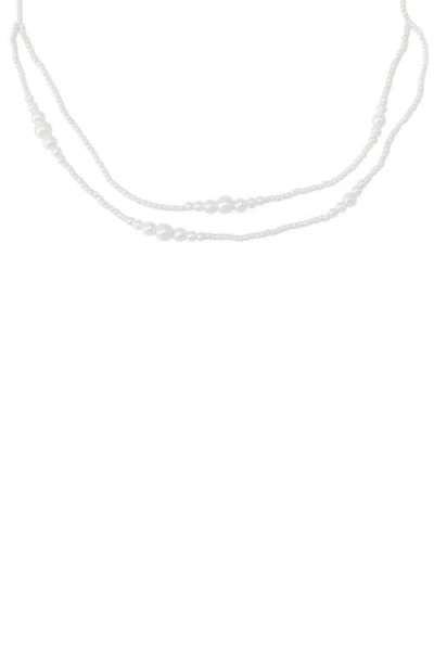Allsaints Faux Pearl Layered Necklace In Neutral