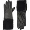 Allsaints Faux Shearling Leather Gloves In Black