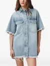Allsaints Faye Frayed Mini Denim Dress In Blue