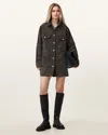 Allsaints Faye Long Sleeve Shacket Minidress In Styx Leo Green