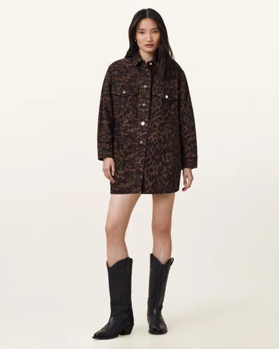 Allsaints Faye Oversized Shacket Dress In Black