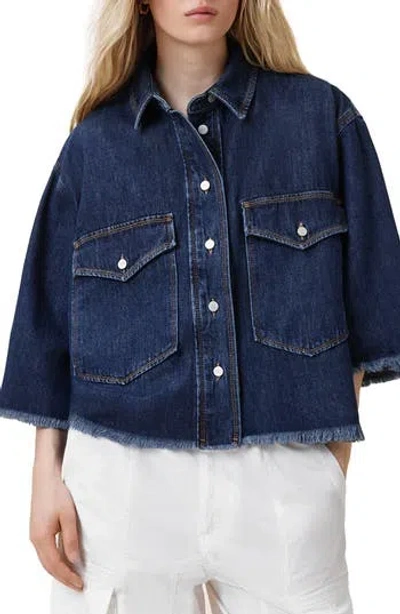 Allsaints Faye Raw Hem Denim Shirt In Blue