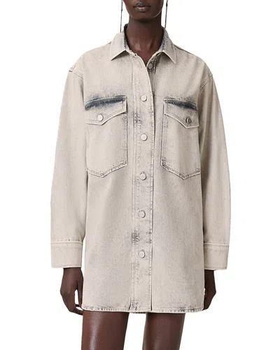 Allsaints Faye Sparkle Denim Shirt Dress In Gray