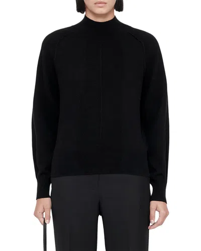 Allsaints Fedi Cashmere & Wool Mock Neck Sweater In Black
