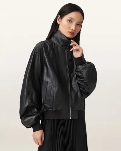 Allsaints Felda Leather Bomber Jacket, In Black