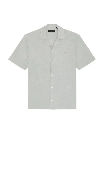 Allsaints Felix Button Down Shirt In Machine Grey
