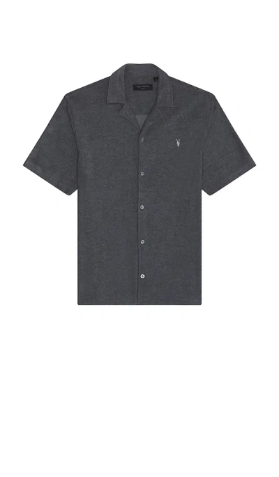Allsaints Felix Button Down Shirt In Pitched Blue