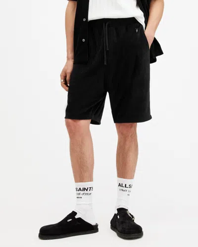 Allsaints Felix Relaxed Fit Towel Shorts In Jet Black