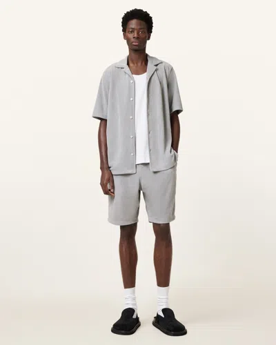 Allsaints Felix Relaxed Fit Towelling Shorts In Machine Grey