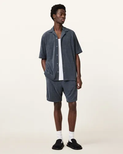 Allsaints Felix Relaxed Fit Towelling Shorts In Pitched Blue