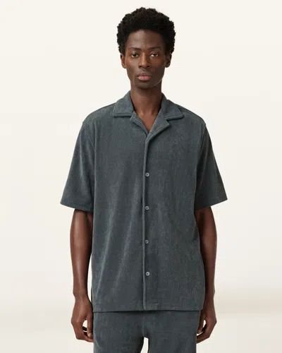 Allsaints Felix Relaxed Towel Short Sleeve Shirt In Pitched Blue